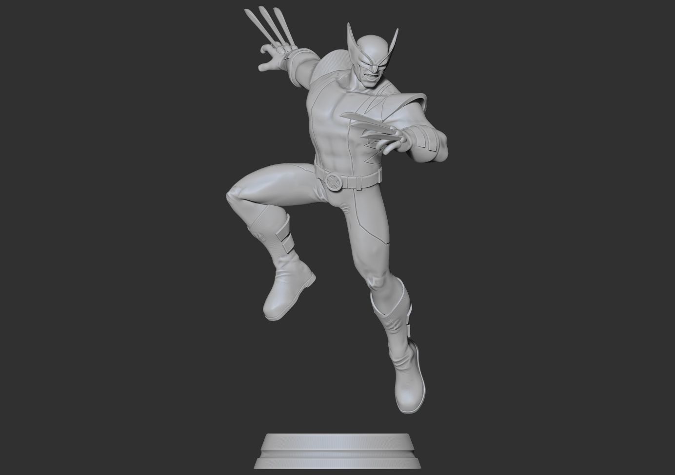 Wolverine jumping on platform 3D print model_10
