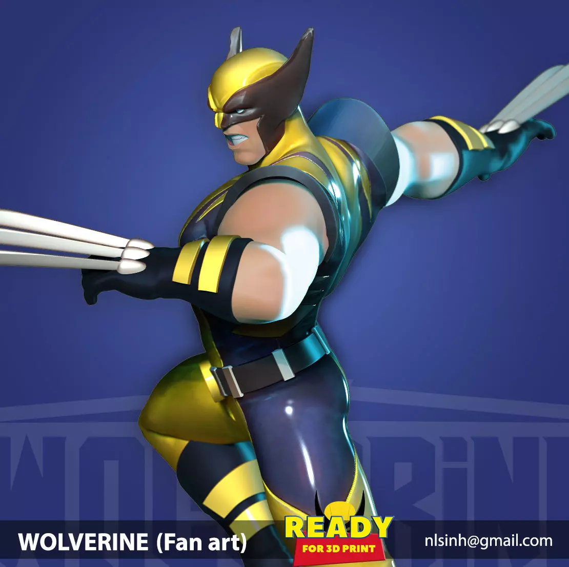 Wolverine jumping on platform 3D print model_0