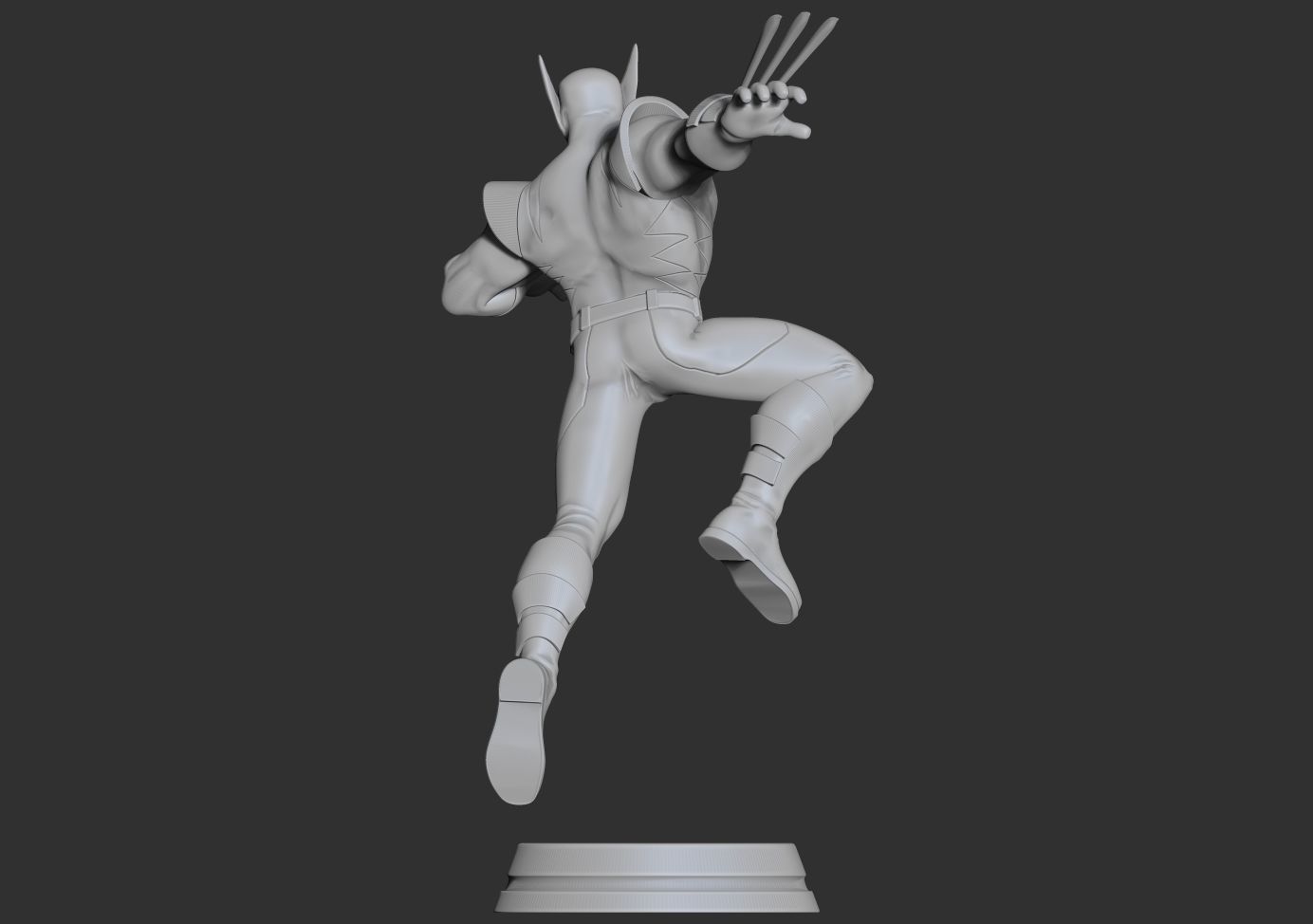 Wolverine jumping on platform 3D print model_8