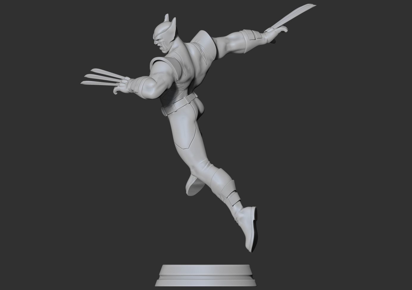 Wolverine jumping on platform 3D print model_12