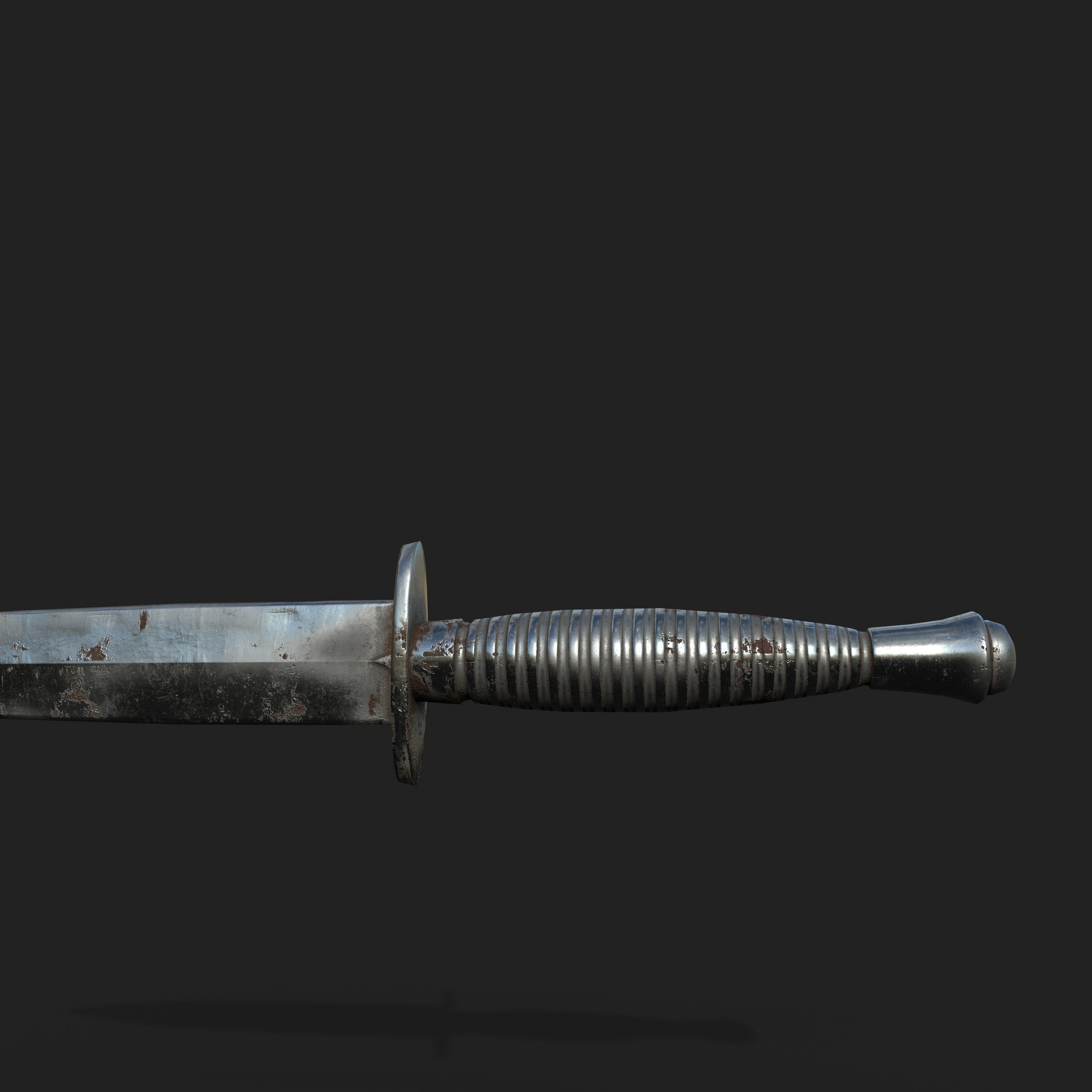 WW2 British commando knife Low-poly 3D model_4