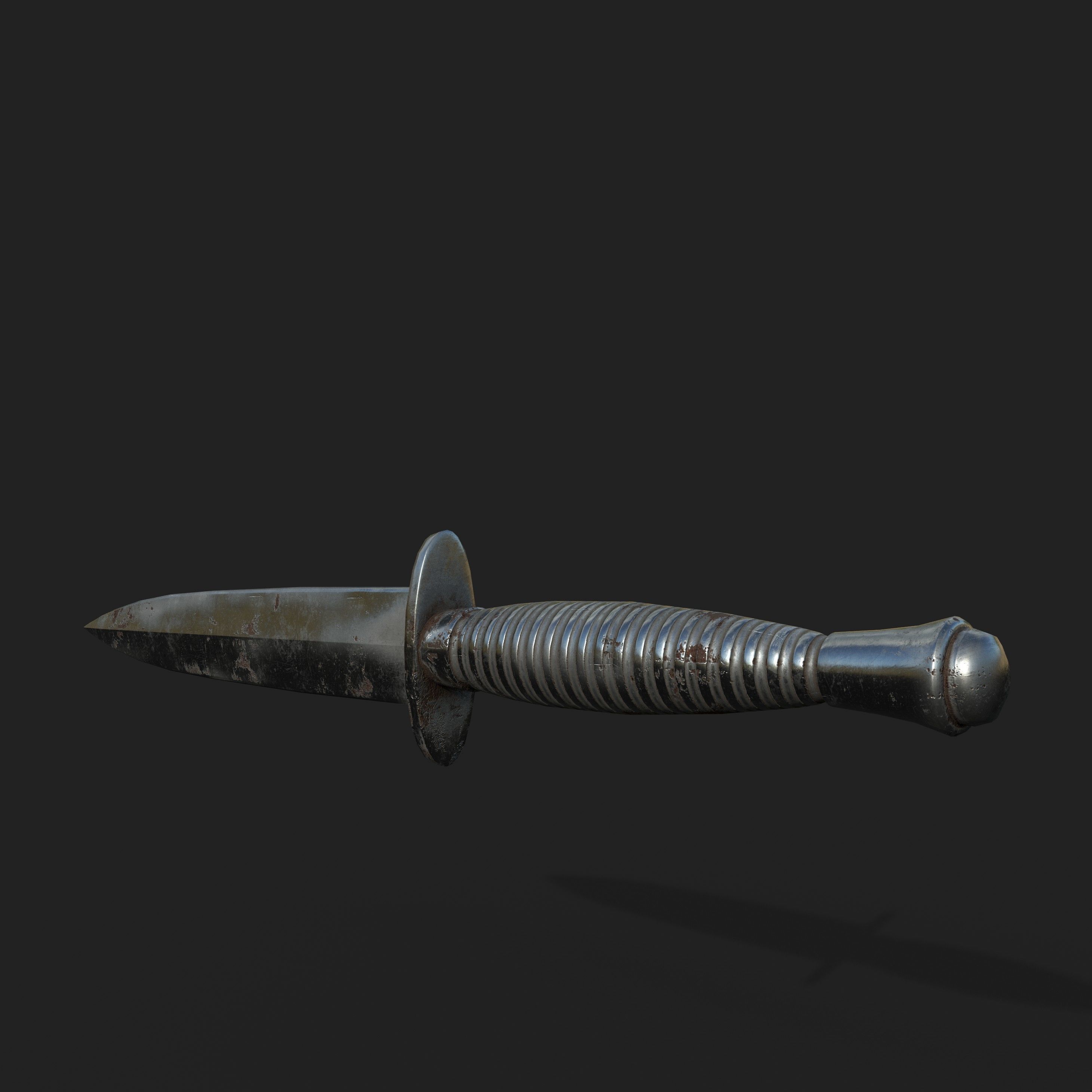 WW2 British commando knife Low-poly 3D model_3
