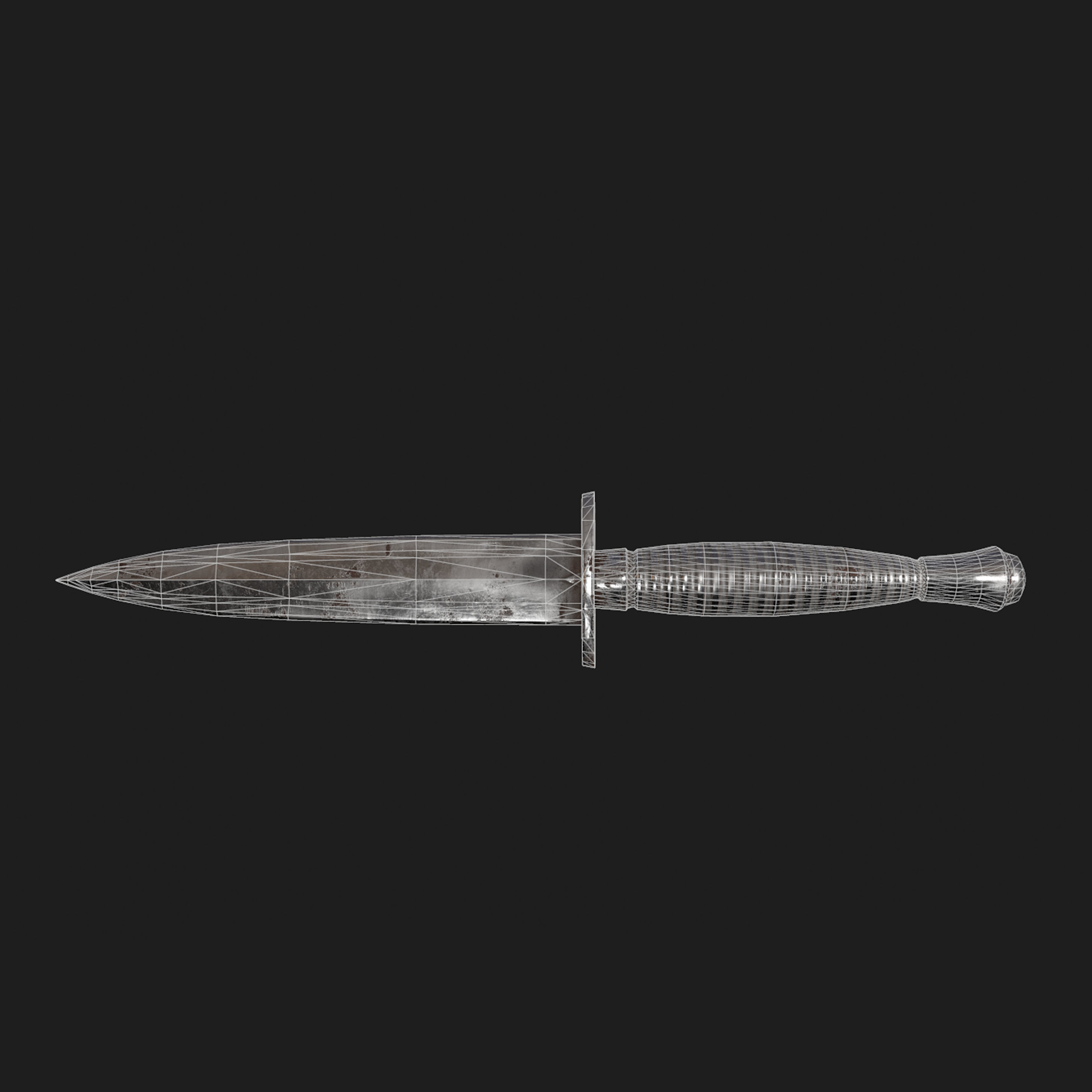 WW2 British commando knife Low-poly 3D model_5