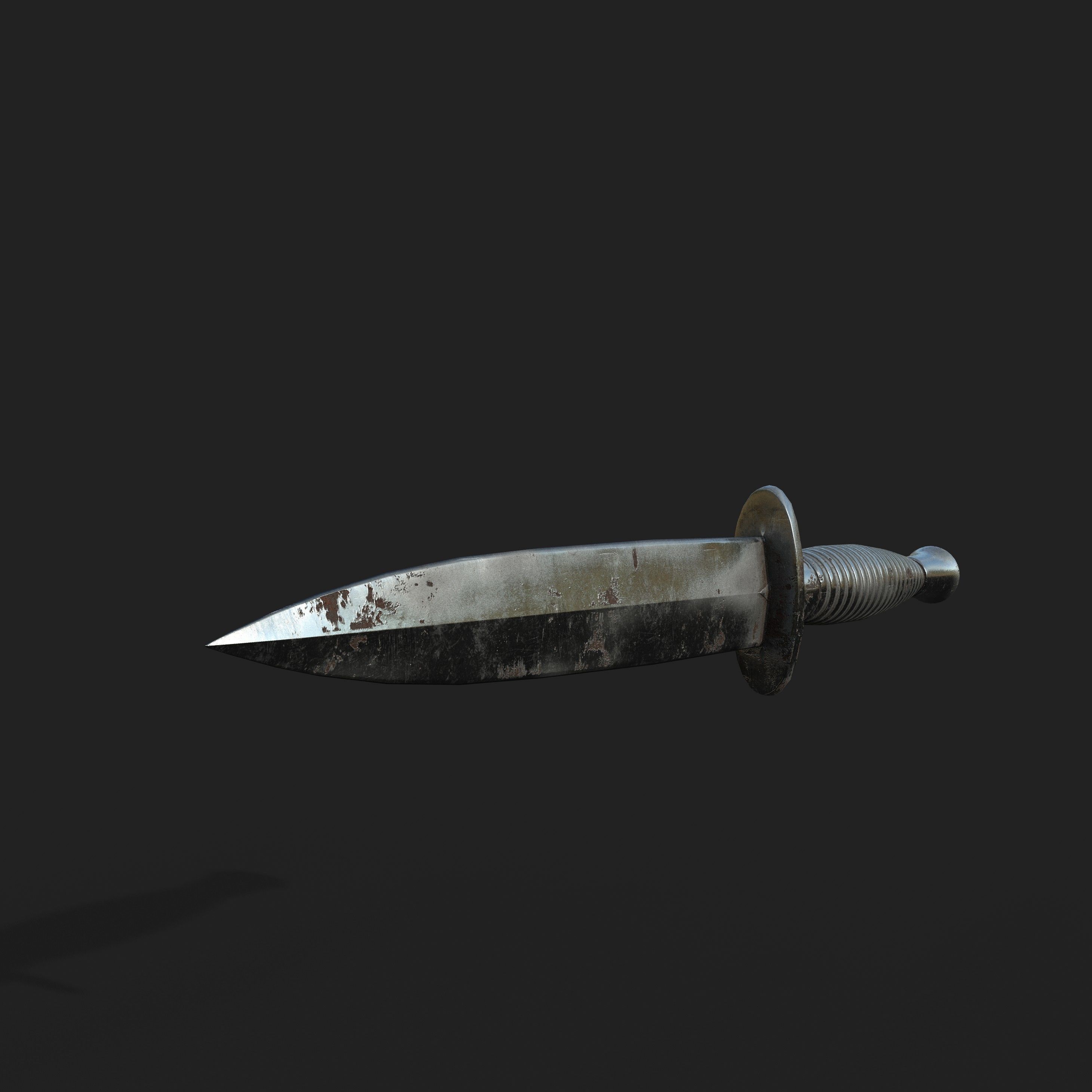 WW2 British commando knife Low-poly 3D model_2
