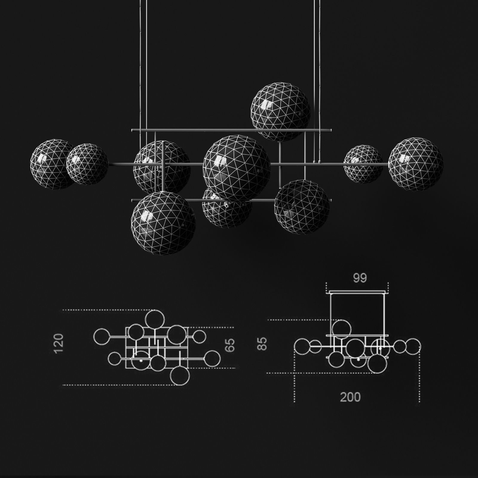 Chandelier Gallotti and Radice Bolle horizontal 3D model_5
