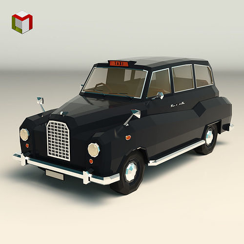 Low Poly Taxi Cab 03 Low-poly 3D model