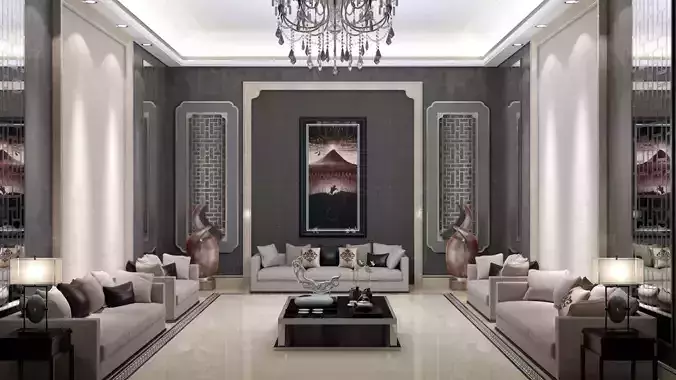 Modern sitting room 3D model