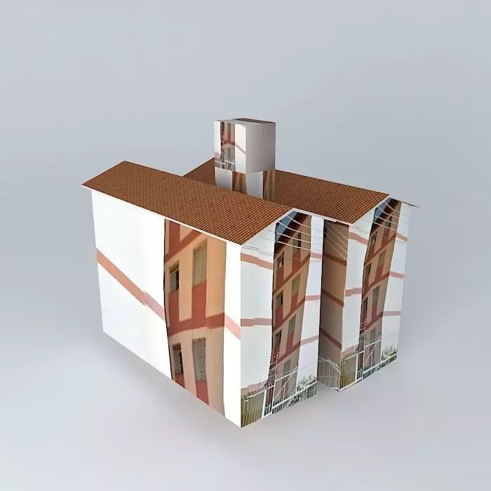 House building with two windows and roof Free 3D model