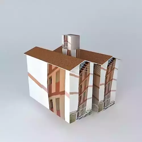 House building with two windows and roof