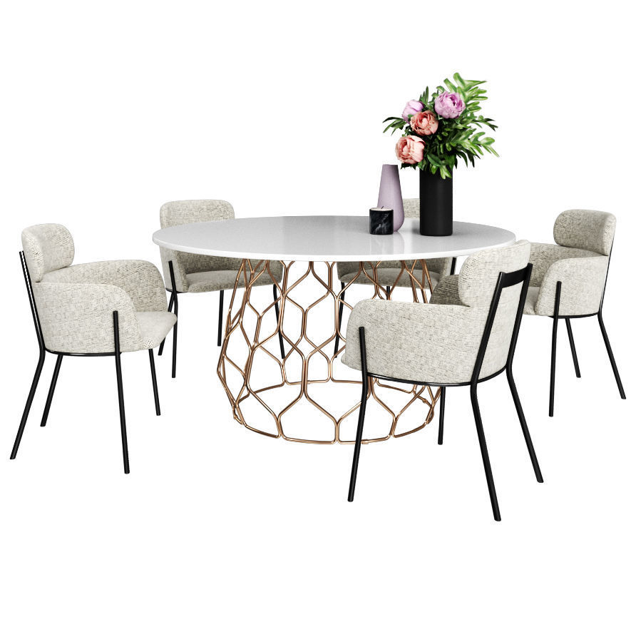 CB2 azalea chair and circuit dining table 3D model CGTrader