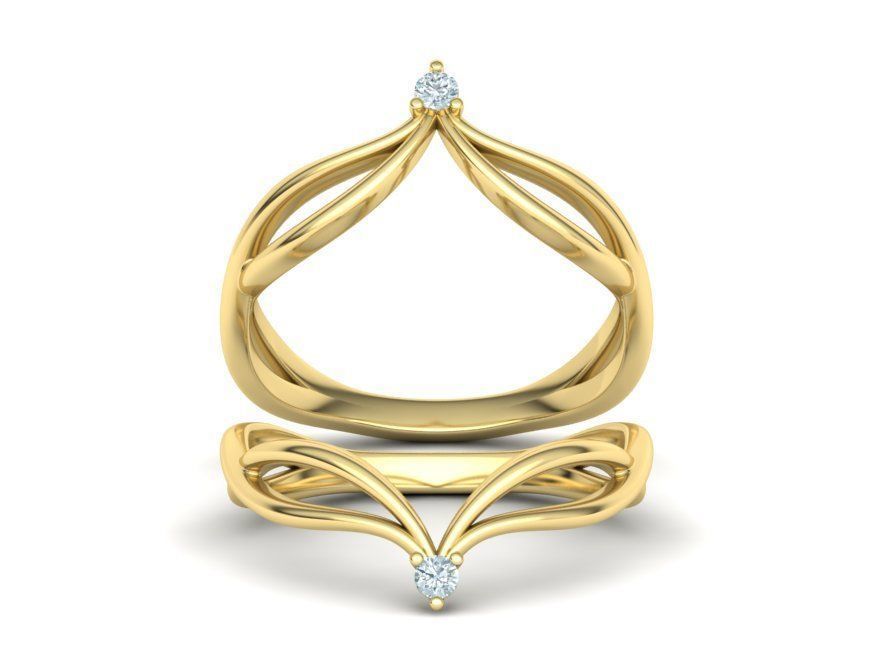 V-shape Vine band ring 3dmodel 3D print model_14