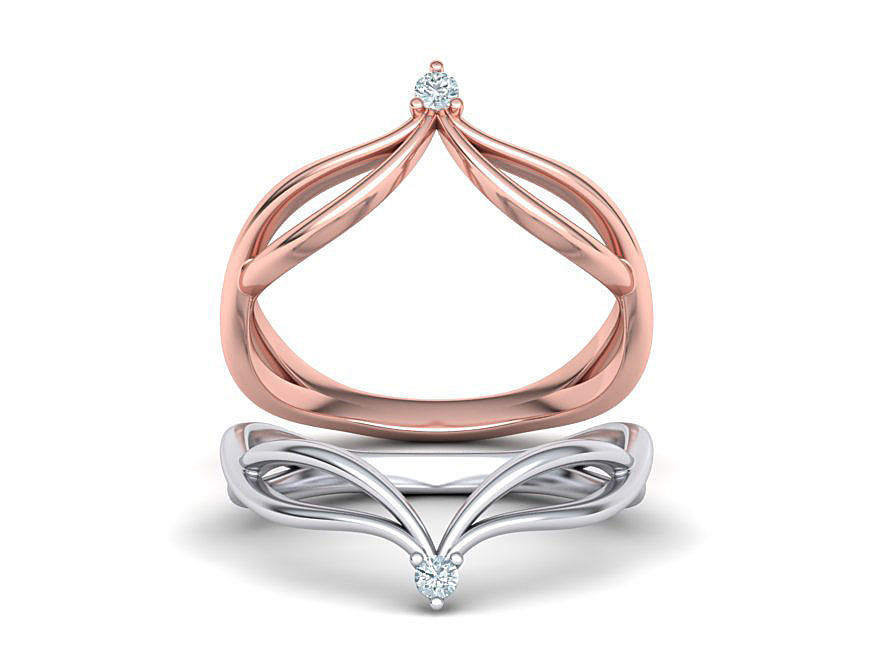 V-shape Vine band ring 3dmodel 3D print model_1