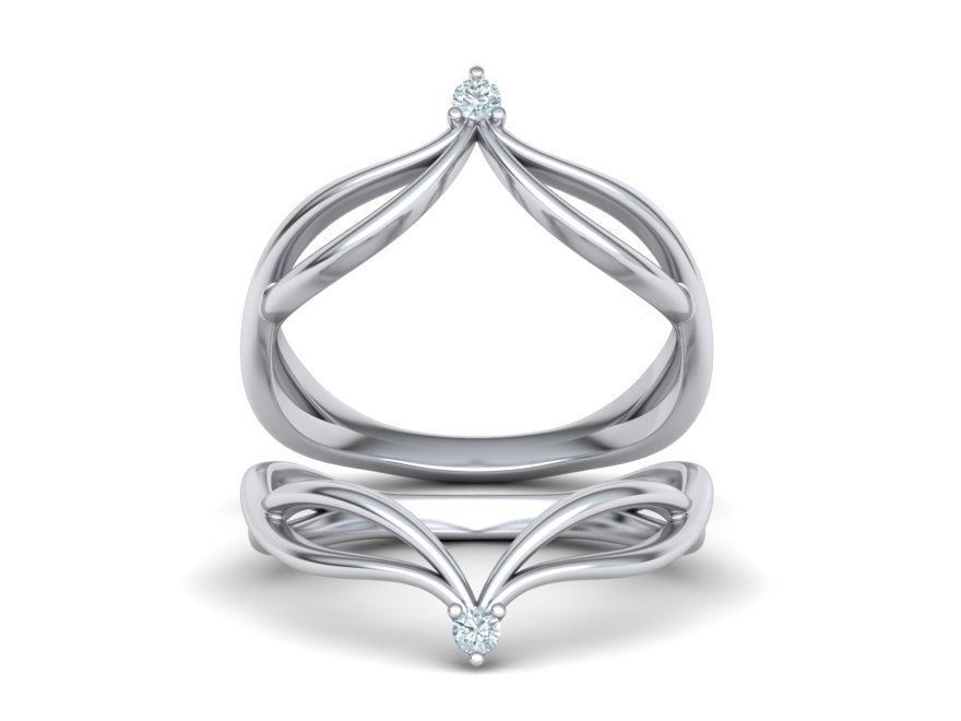 V-shape Vine band ring 3dmodel 3D print model_13