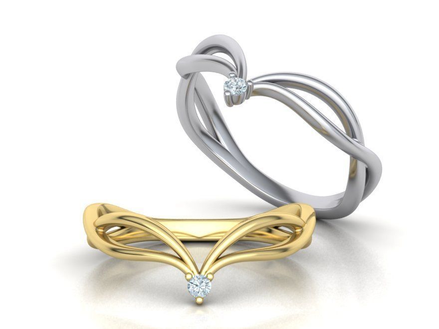 V-shape Vine band ring 3dmodel 3D print model_2