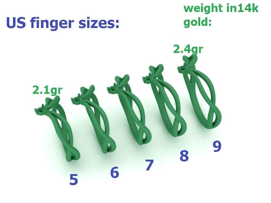 V-shape Vine band ring 3dmodel 3D print model_8