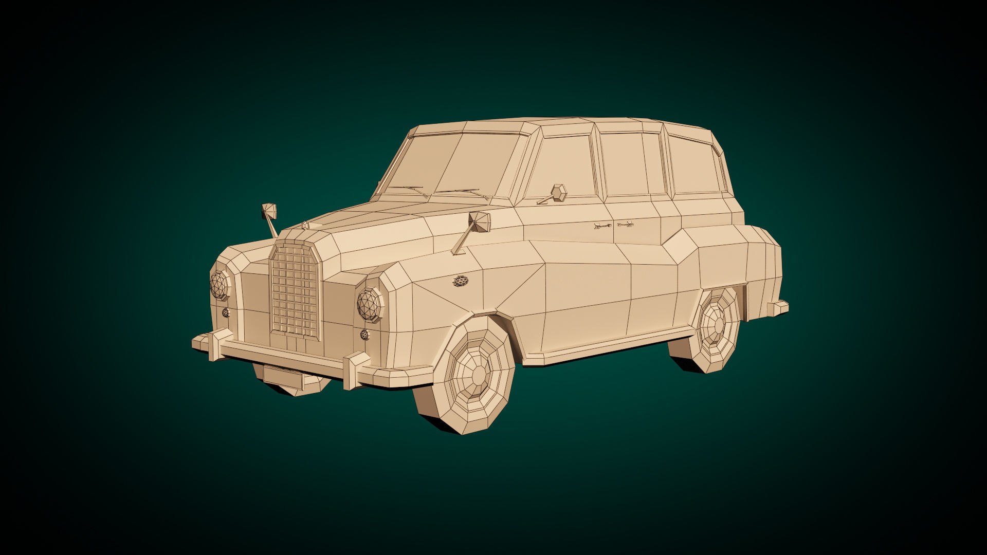 Low Poly Sedan Car 10 Low-poly 3D model_9
