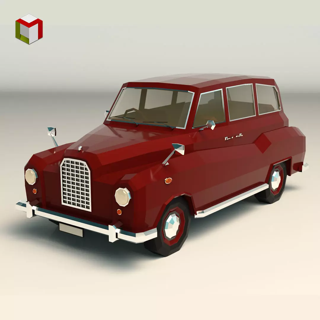 Low Poly Sedan Car 10 Low-poly 3D model_0