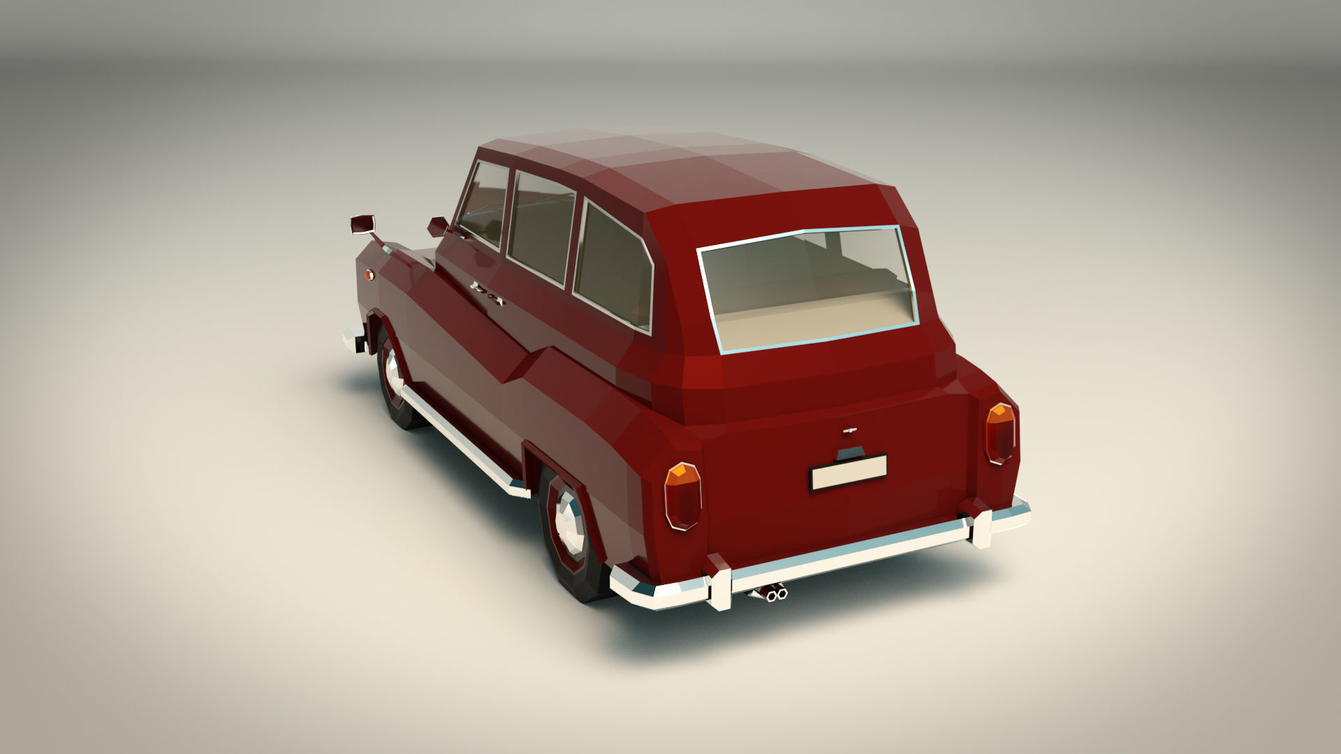 Low Poly Sedan Car 10 Low-poly 3D model_4