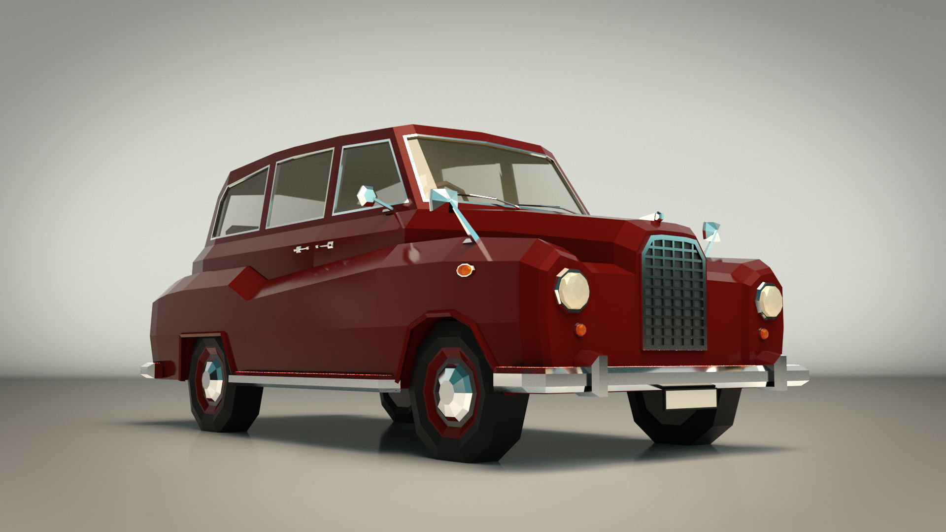 Low Poly Sedan Car 10 Low-poly 3D model_7