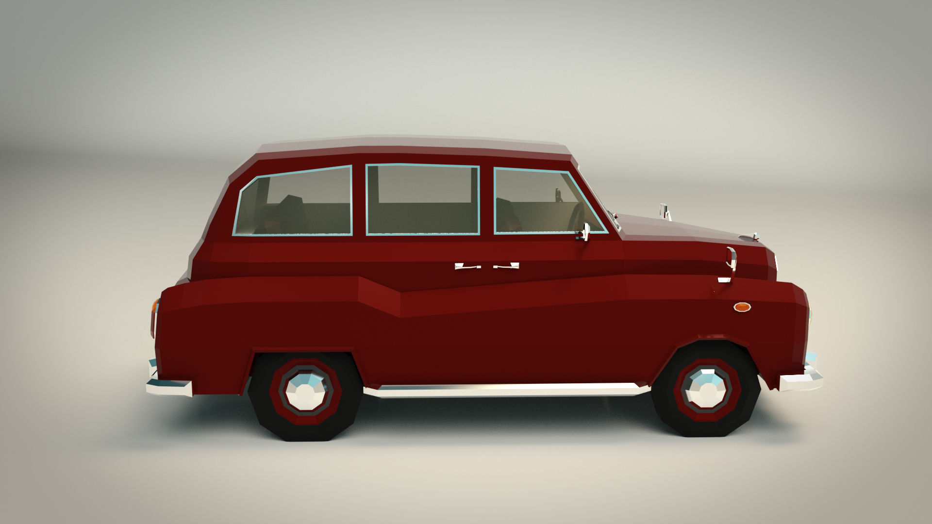 Low Poly Sedan Car 10 Low-poly 3D model_8