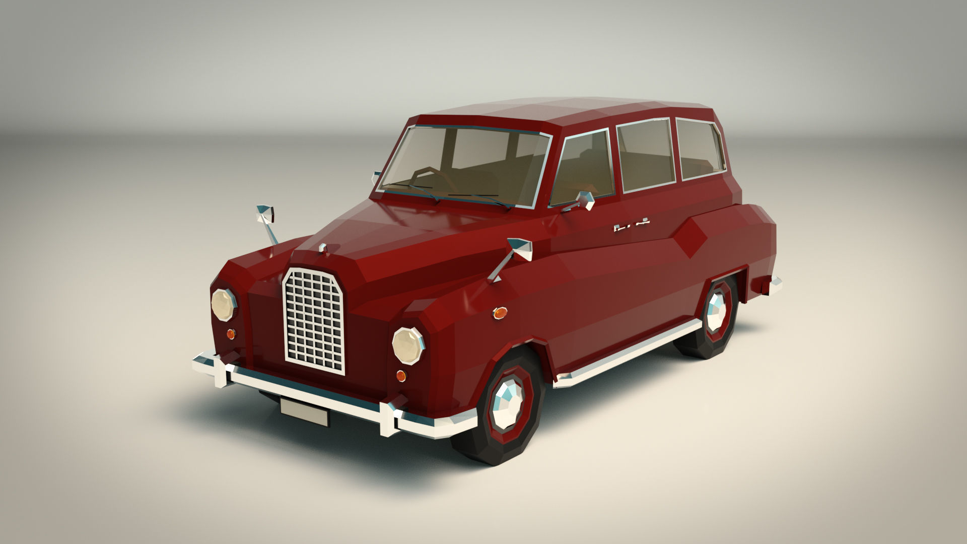 Low Poly Sedan Car 10 Low-poly 3D model_3