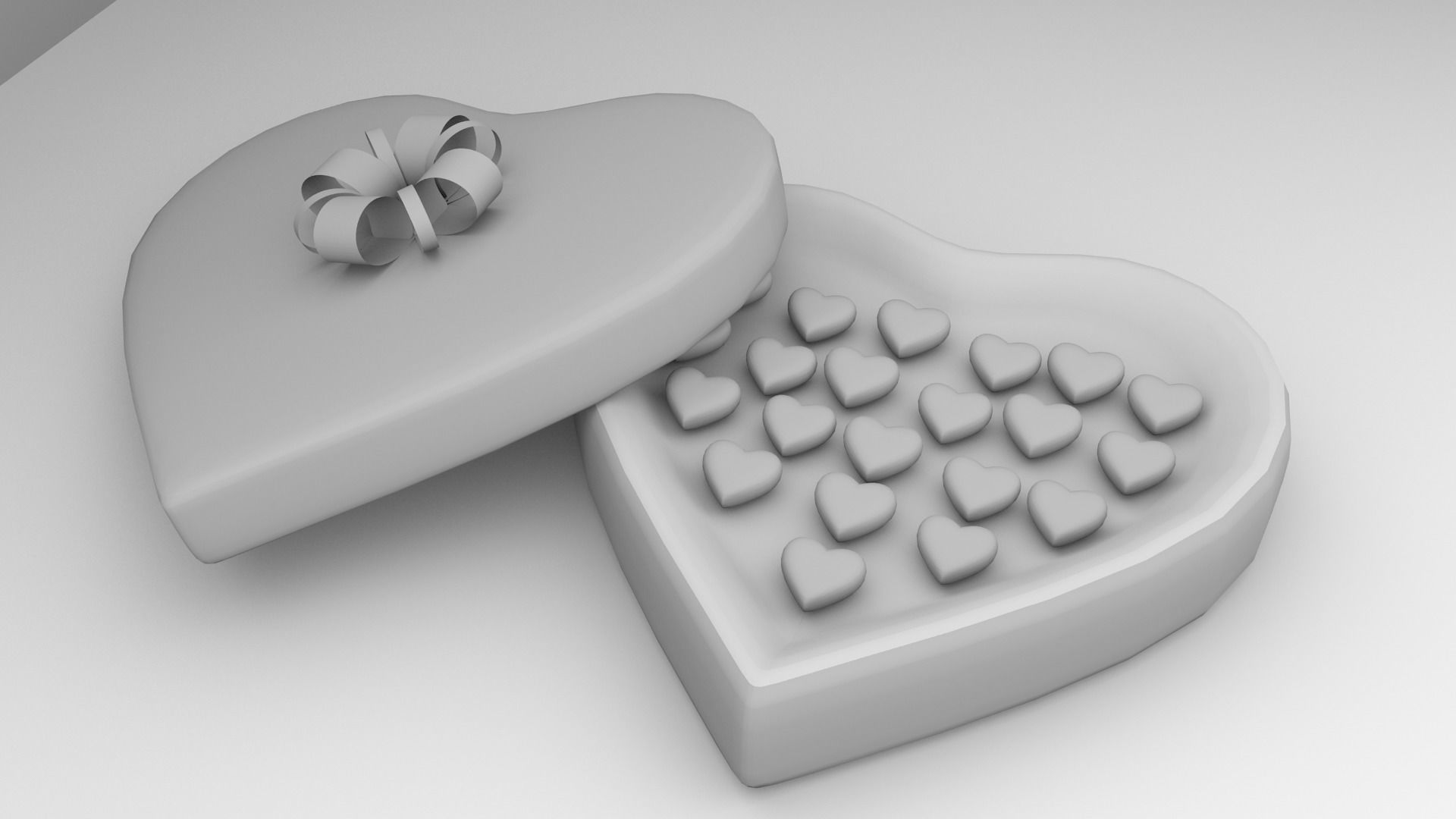 Heart Shape Chocolate Box with Ribbon 3D model_3