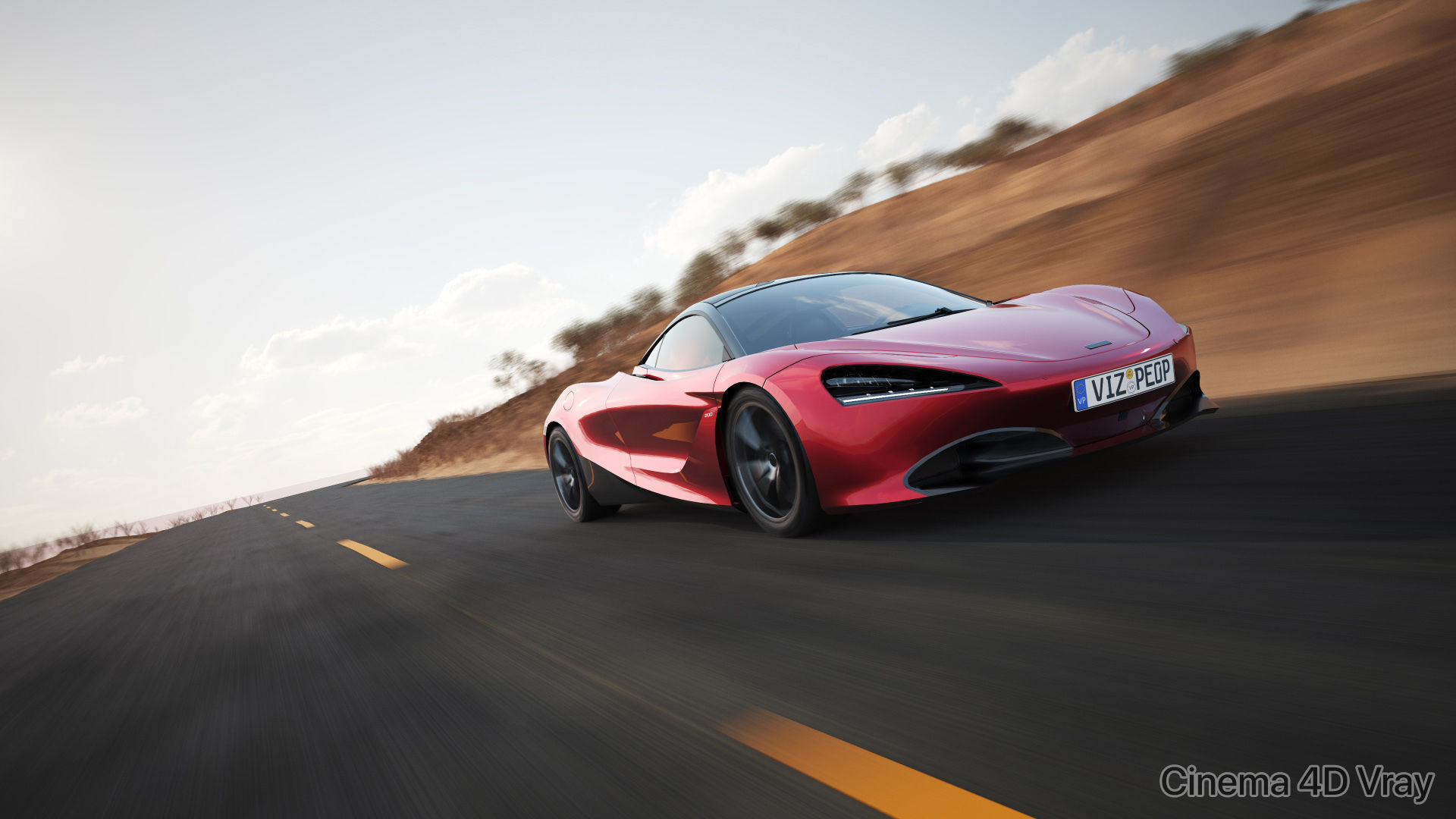 Sport car next to shore scene SWR 3D model_13