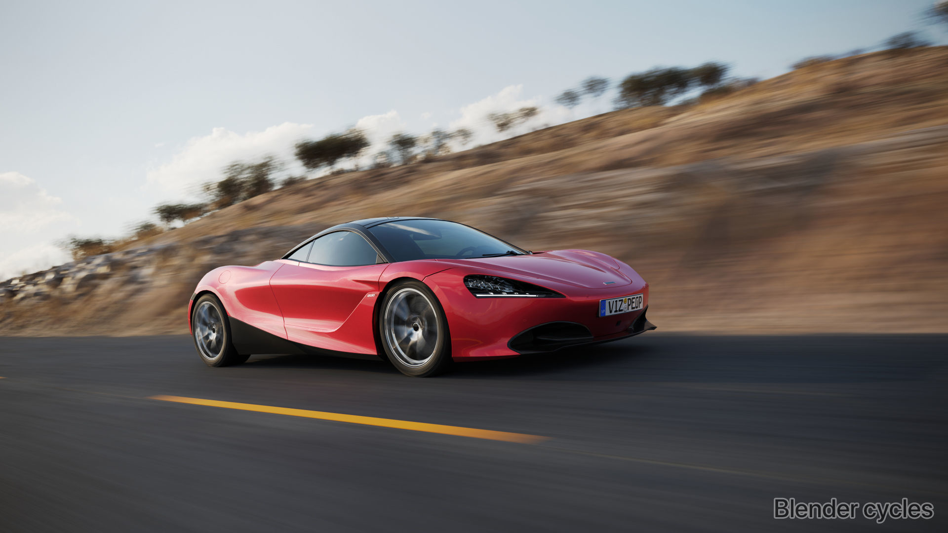 Sport car next to shore scene SWR 3D model_15