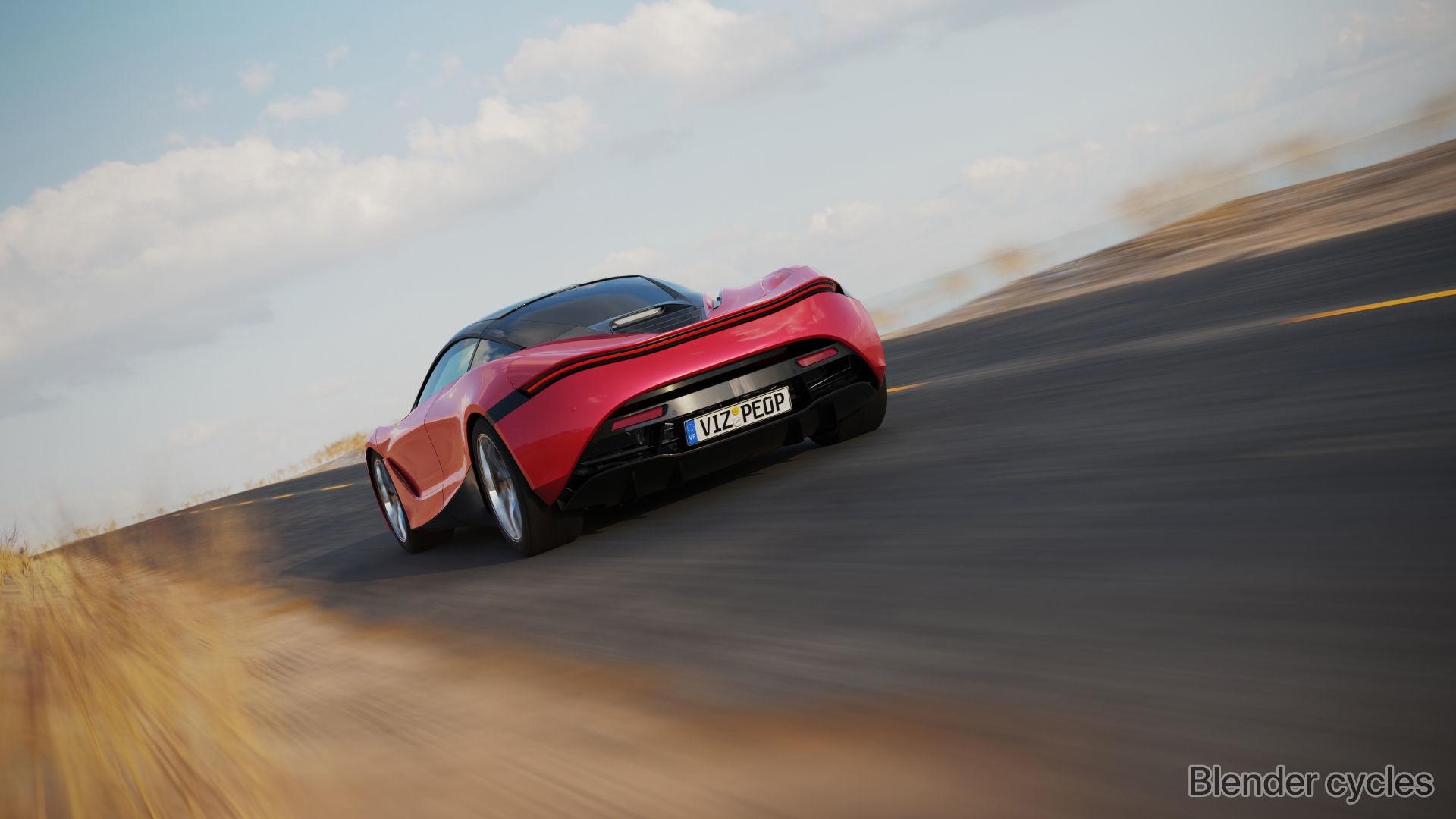 Sport car next to shore scene SWR 3D model_17