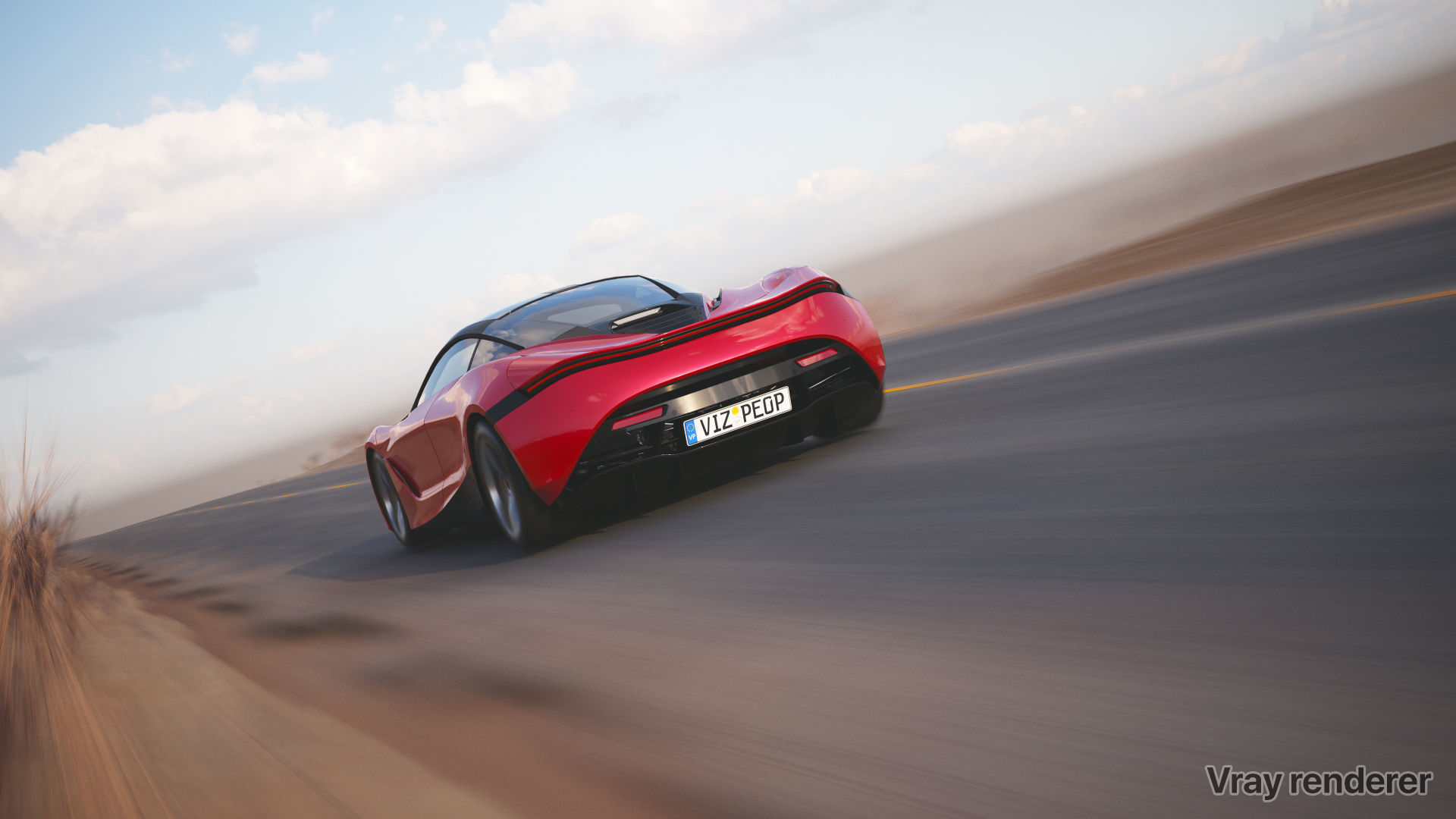 Sport car next to shore scene SWR 3D model_5