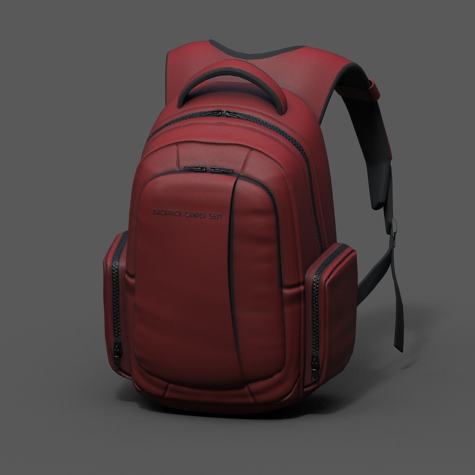 Backpack red human generic Camping scifi fantasy space  Low-poly 3D model_2