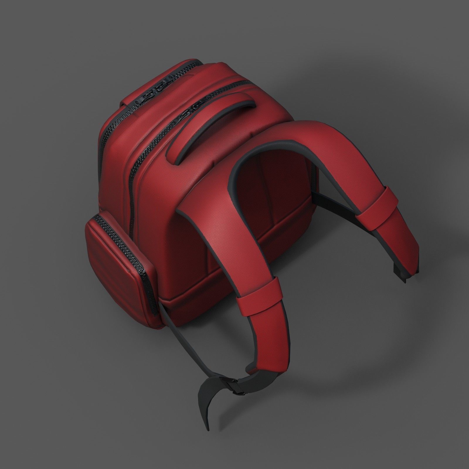 Backpack red human generic Camping scifi fantasy space  Low-poly 3D model_6