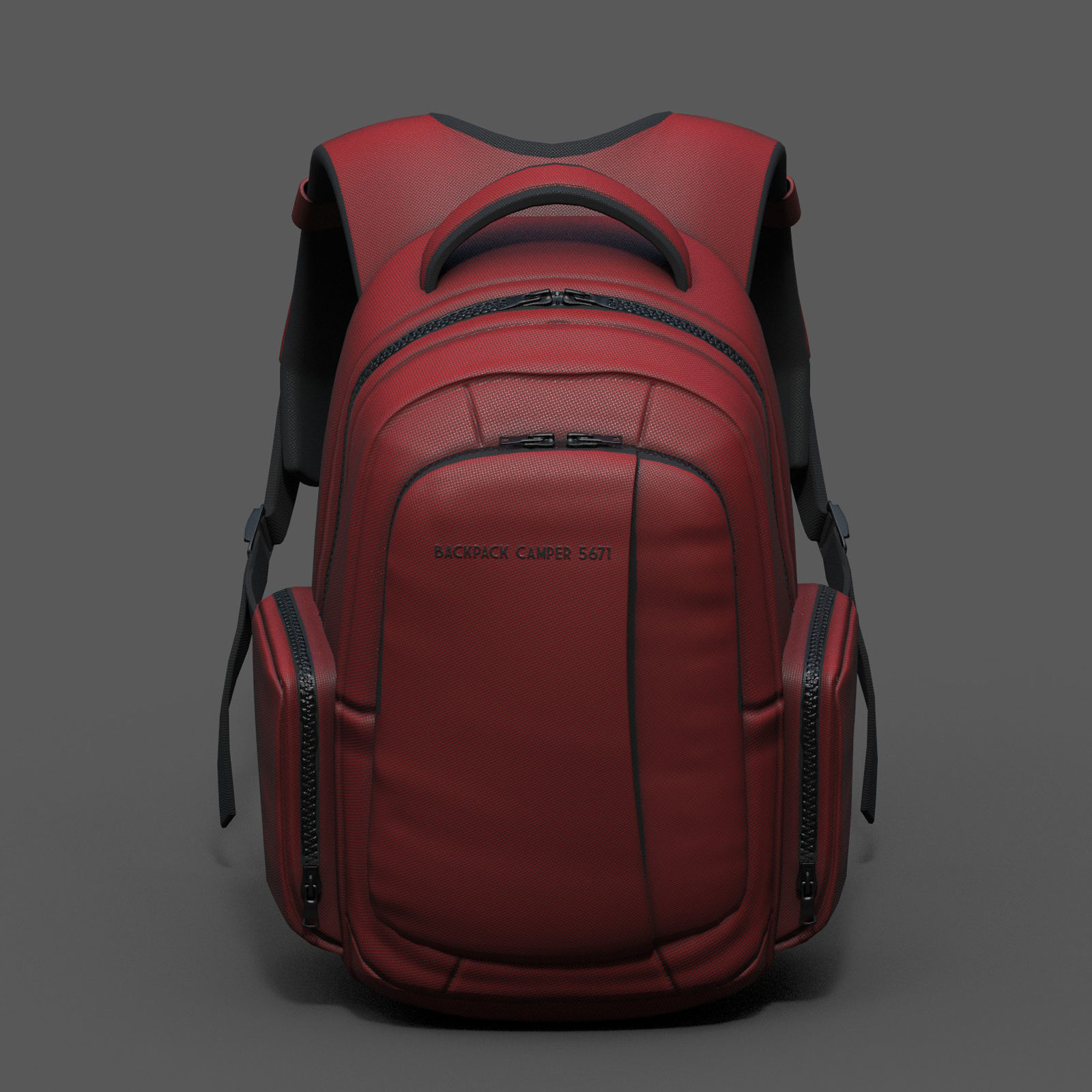 Backpack red human generic Camping scifi fantasy space  Low-poly 3D model_1
