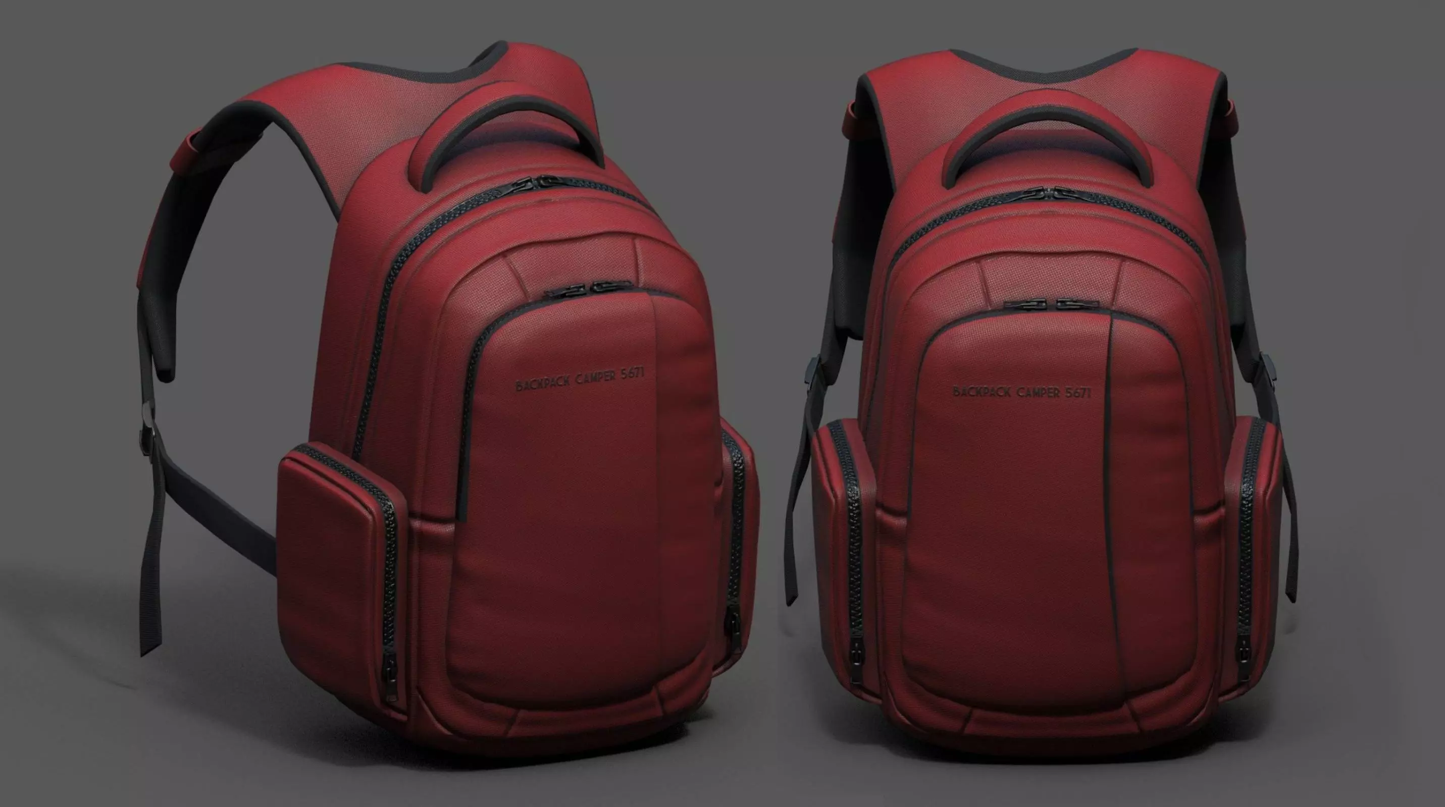Backpack red human generic Camping scifi fantasy space  Low-poly 3D model_0
