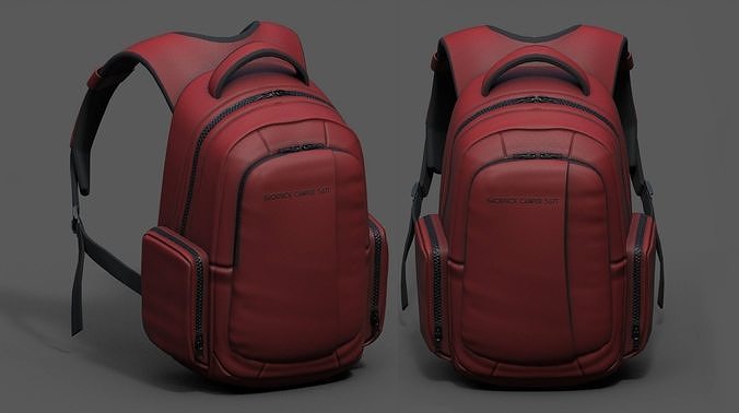 Backpack red human generic Camping scifi fantasy space  Low-poly 3D model