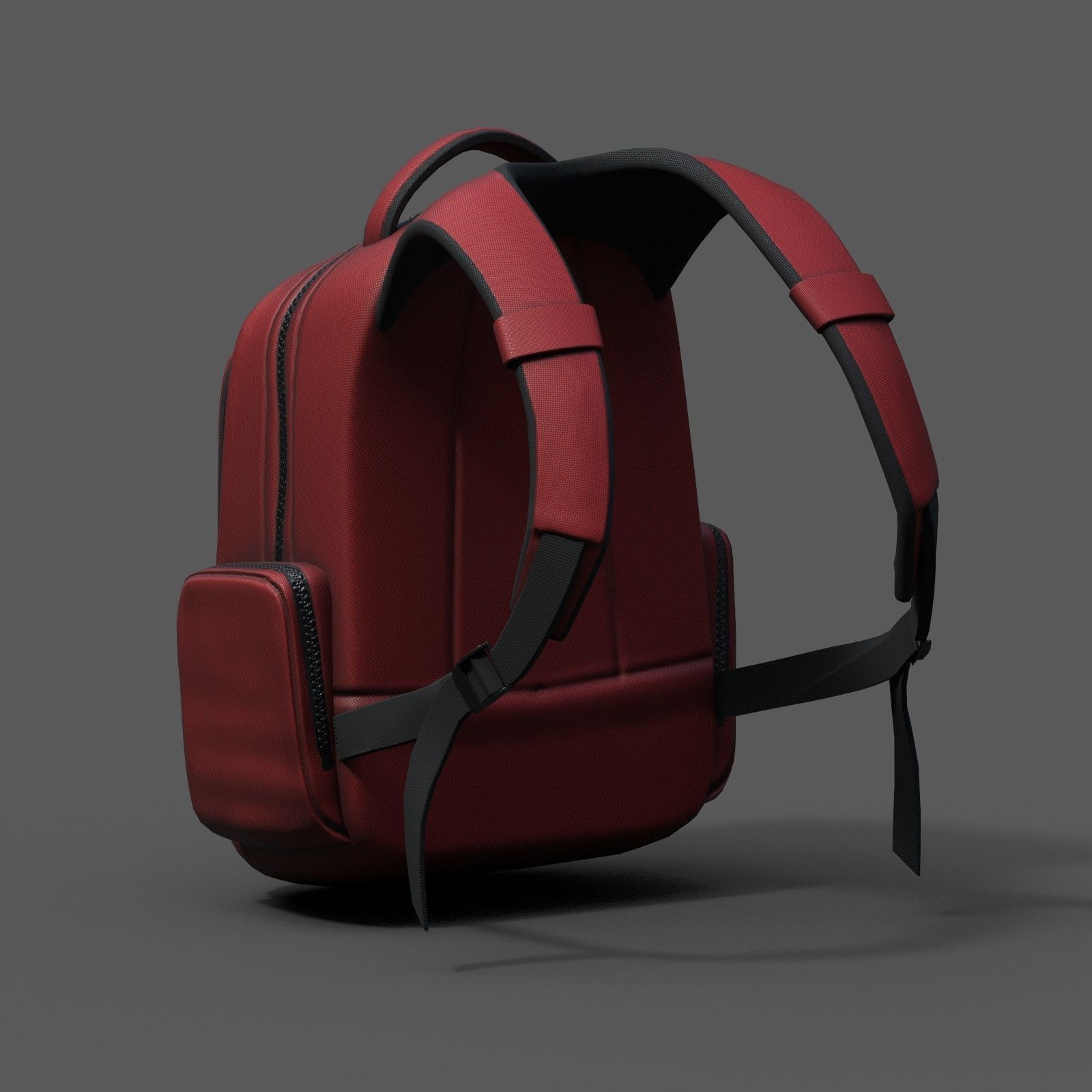 Backpack red human generic Camping scifi fantasy space  Low-poly 3D model_4