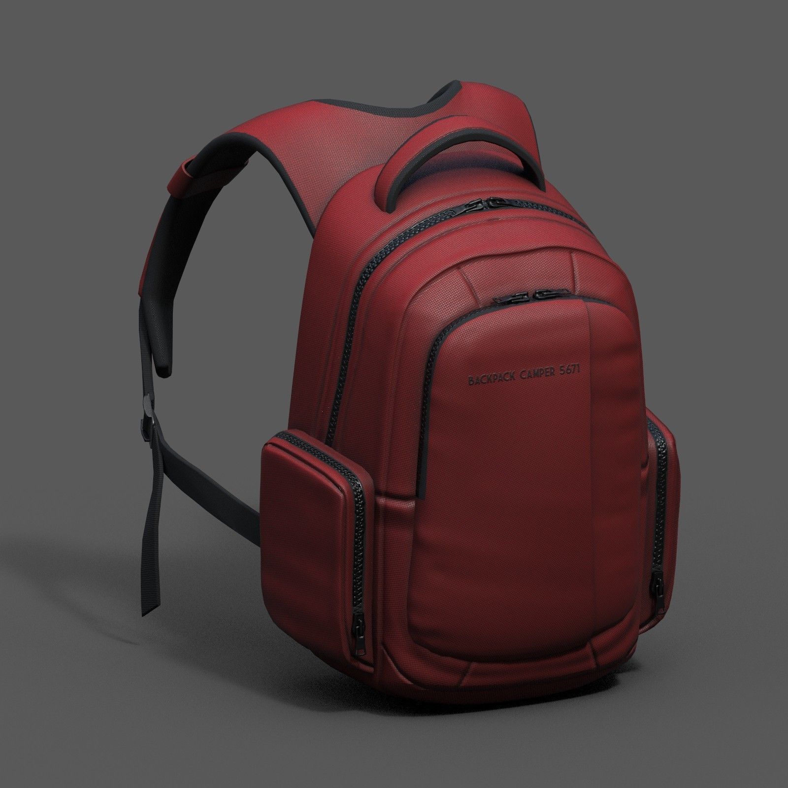 Backpack red human generic Camping scifi fantasy space  Low-poly 3D model_3