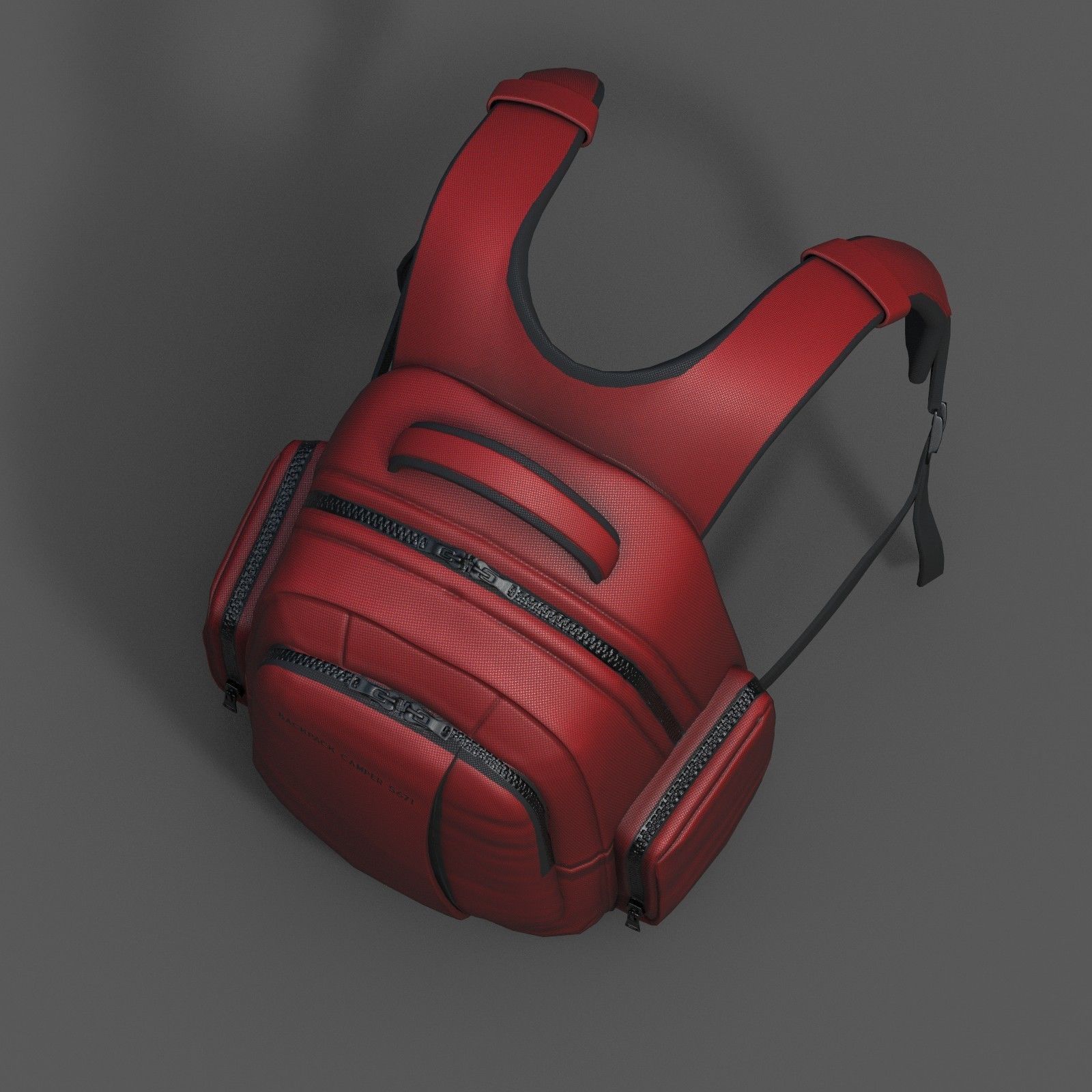 Backpack red human generic Camping scifi fantasy space  Low-poly 3D model_7