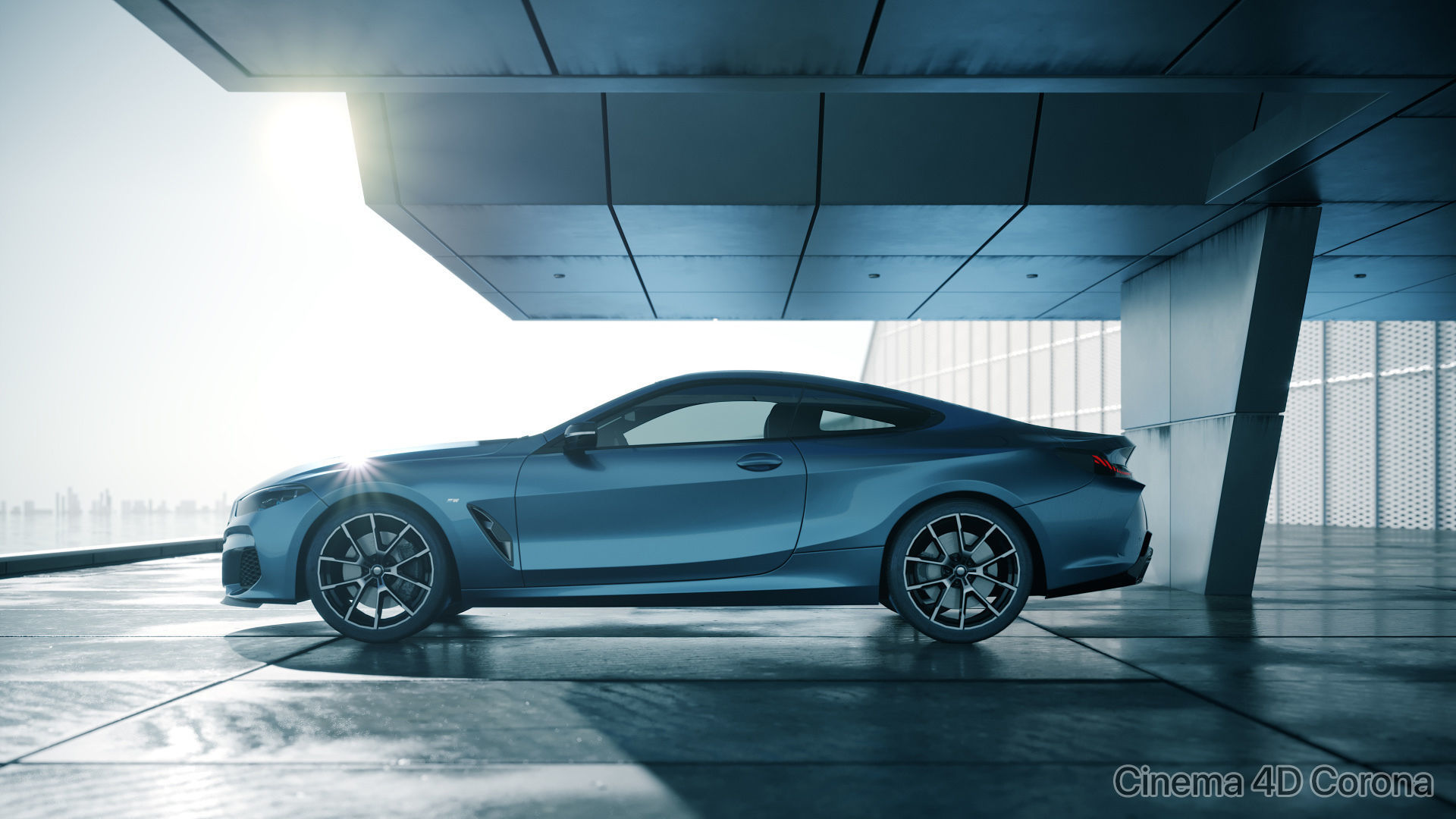 Moody car exhibition scene SWR 3D model_6