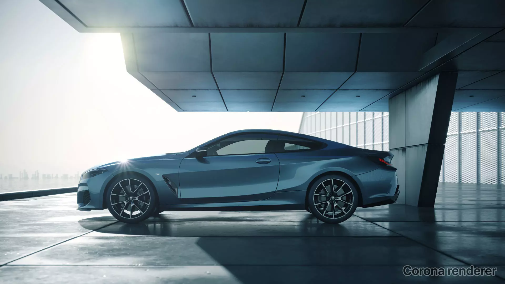 Moody car exhibition scene SWR 3D model_0