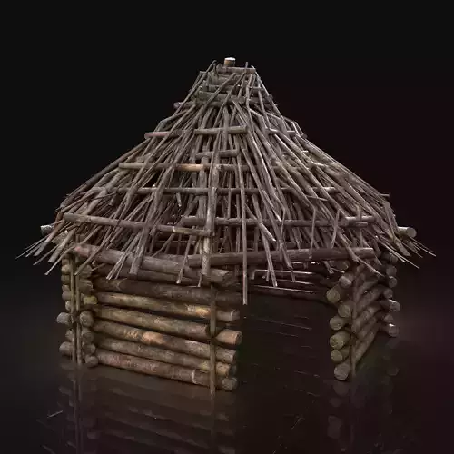 Next Gen AAA Forest Shelter Hut made of sticks and logs Low-poly 3D model