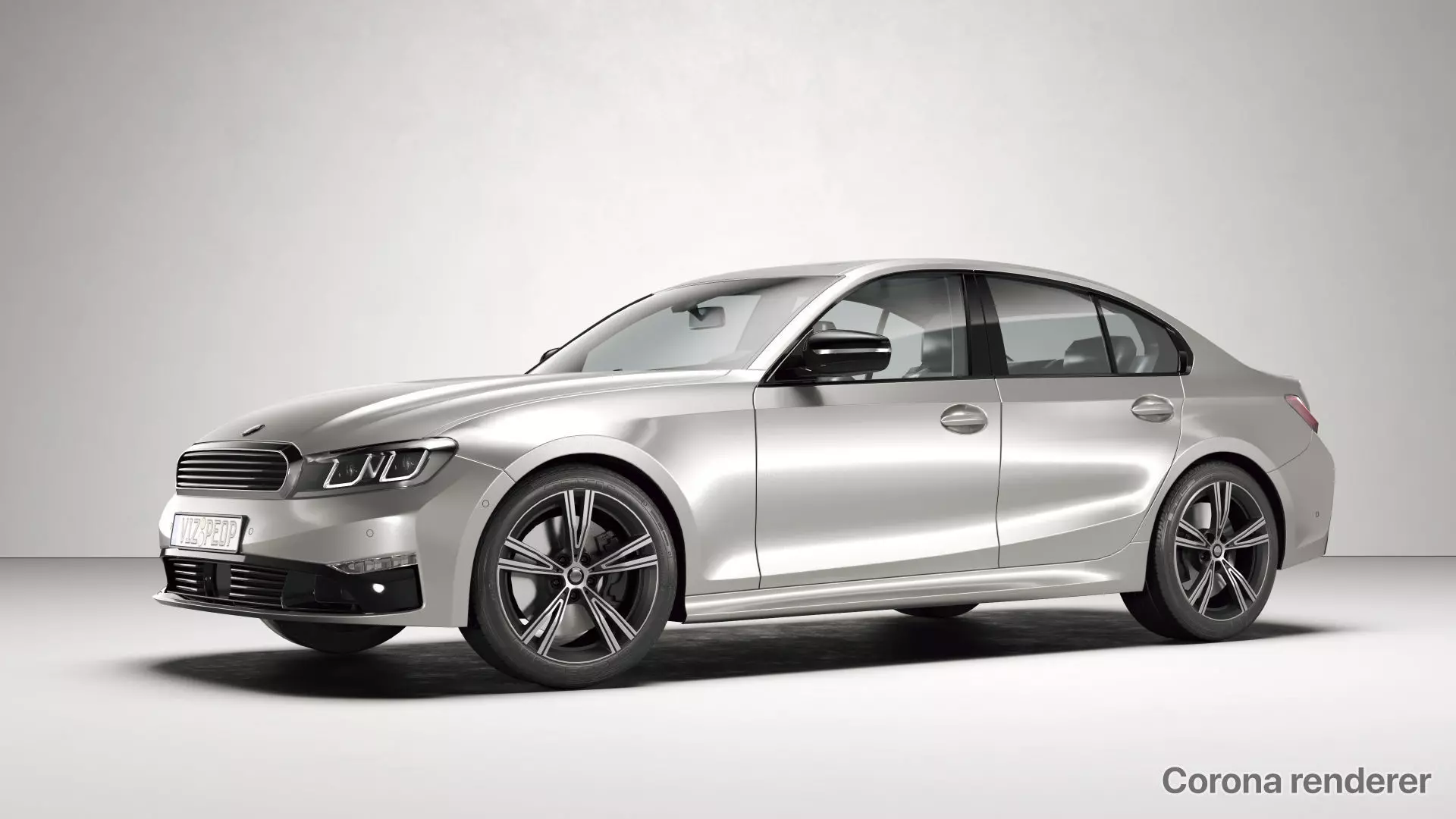 White car rendering studio SWR 3D model_0