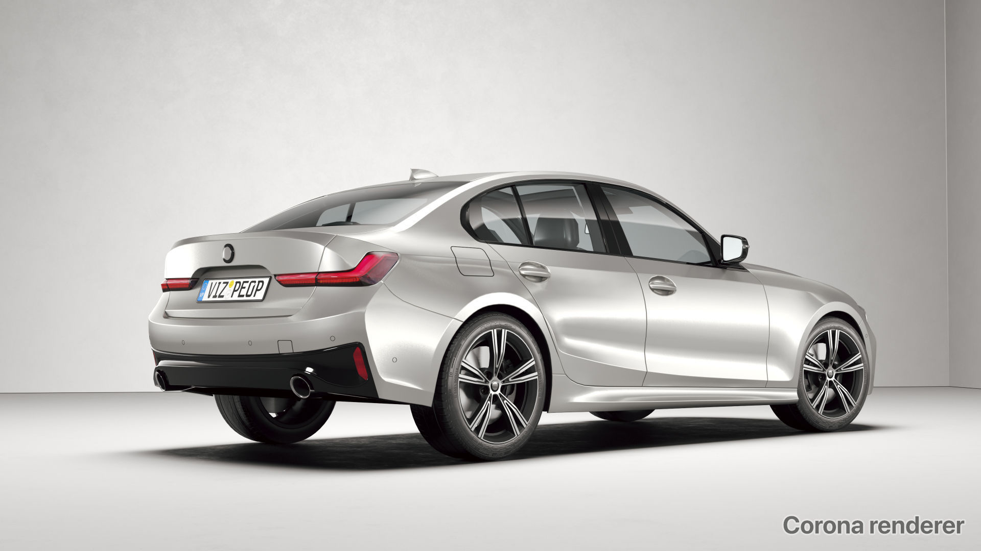 White car rendering studio SWR 3D model_1