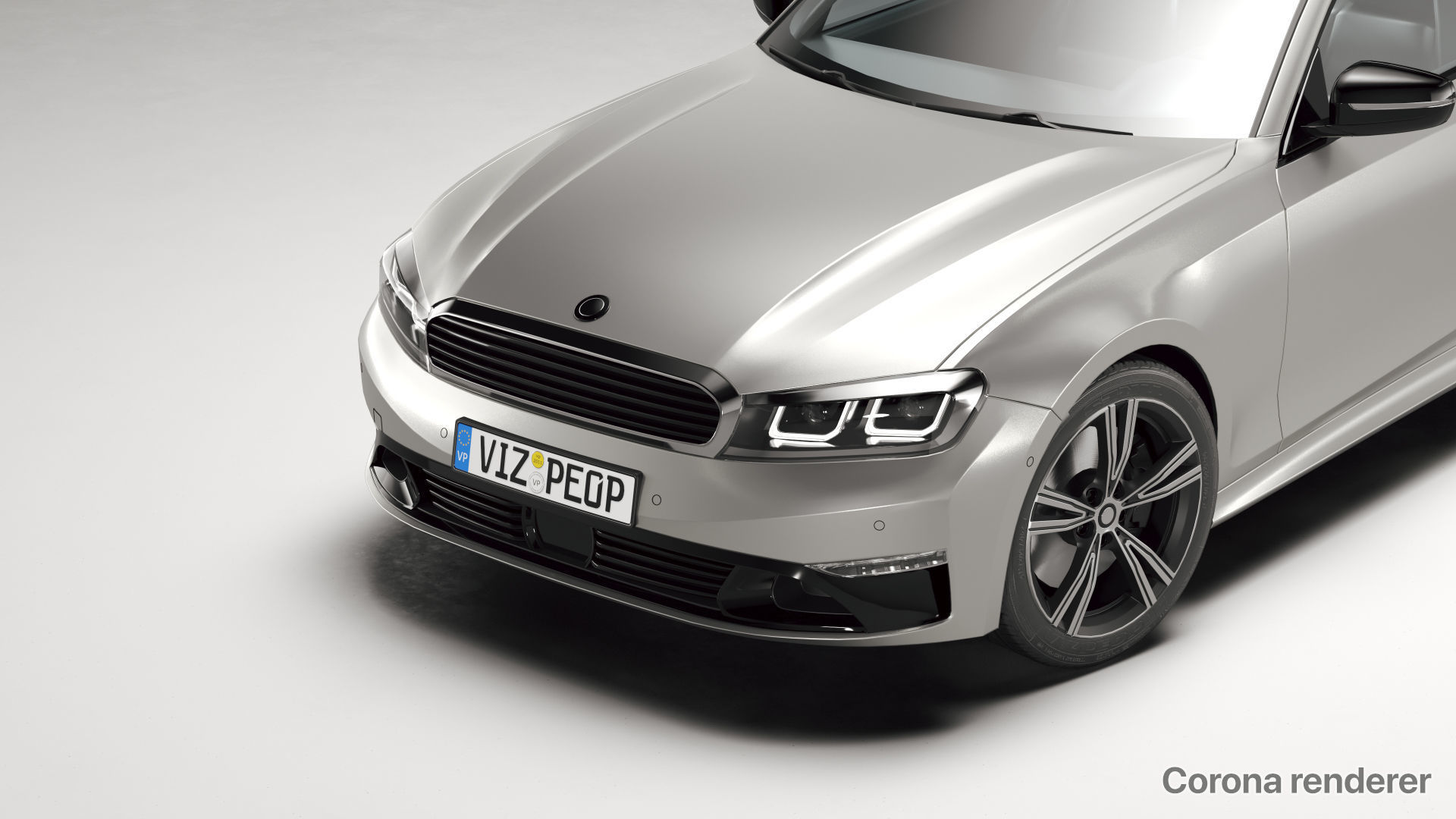 White car rendering studio SWR 3D model_2