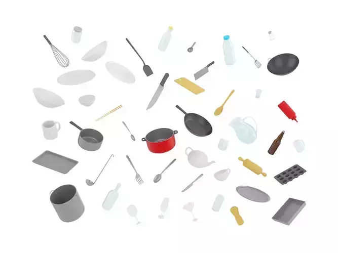 Kitchenware Pack Low-poly 3D model