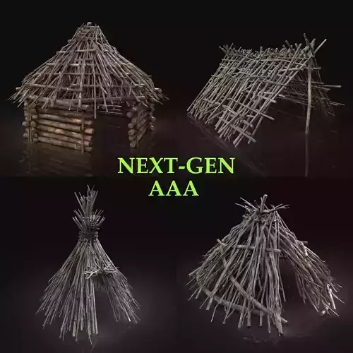AAA NEXT GEN FOREST WOODS SHELTER PACK COLLECTION Low-poly 3D model