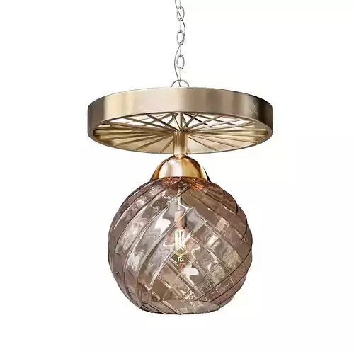 Untitled pendant light with brass finish and glass ball