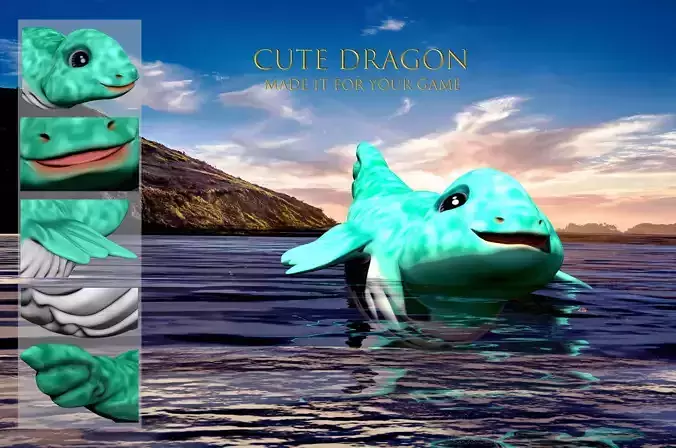Cute Water Dragon Low-poly 3D model