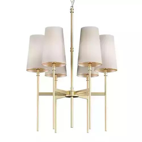 Untitled five light chandelier in brass with shades