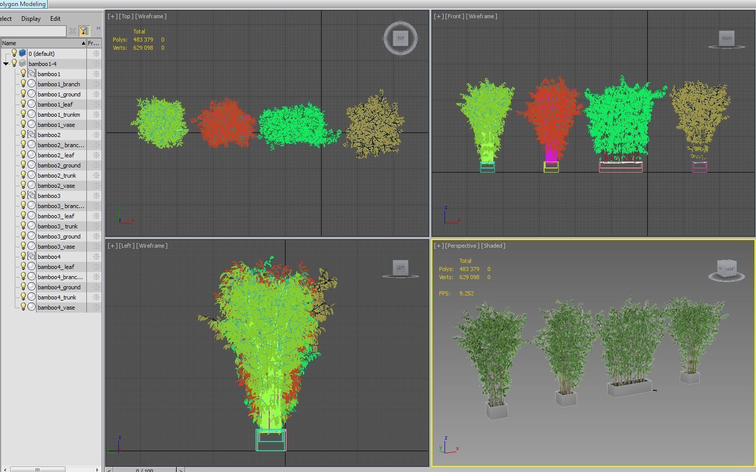 Bamboo Plants in Pots 3D model_12